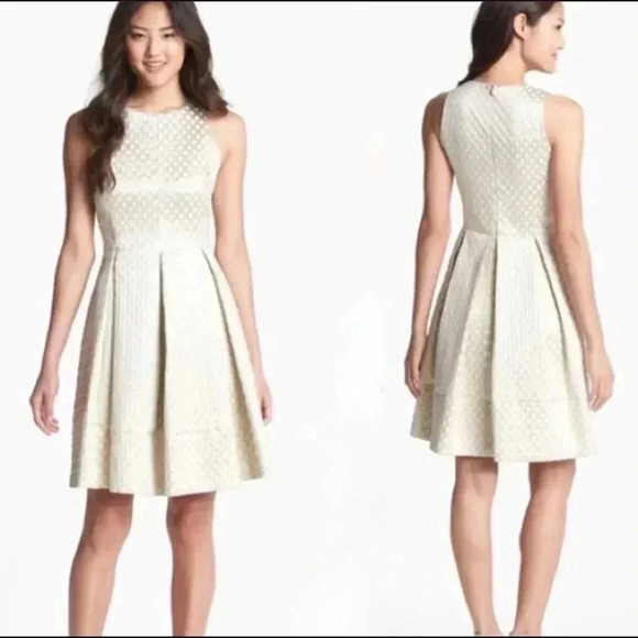 Eliza J gold and cream brocade fit and flare dress - Picture 1 of 6